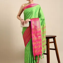 KALINI Green Silk Cotton Woven Design Sarees-picture-10