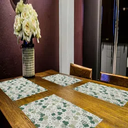 PRAKARTIK 4-Pcs Beige & Green Printed Cotton Dining Table Mats-20