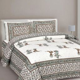 Myntra Elegant Homes White Floral Printed Cotton 180 TC King Bedsheet Set 2.74 m x 2.54m-image-25