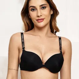 PrettyCat Black Underwired Polyester Push-Up Bra-image-50