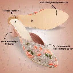 V-WALK Embellished Party Block Mules image 5