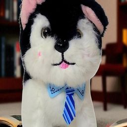 Dog White Black Soft Toy Keychain And Keyring-image-23