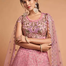 DIVASTRI Embellished Sequinned Semi-Stitched Lehenga & Unstitched Blouse With Dupatta image 3