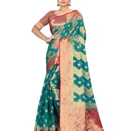 shree krishna fashion Ethnic Motifs Woven Design Zari Banarasi Saree-image-61