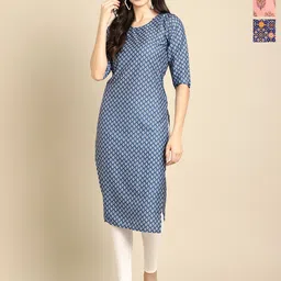 Anouk Rustic Women Pack of 3 Floral Printed Festive Straight Kurtas-33
