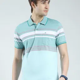 Monte Carlo Men Striped Polo Collar Cotton T-shirt-image-71