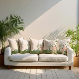 LUSHLYF White & Green 5 Pieces Floral Printed Velvet Square Cushion Covers-37