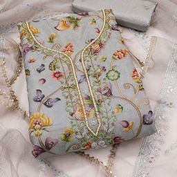 Panzora Printed Organza Unstitched Dress Material-image-86
