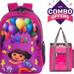 Dora 1st/2nd/3rd/4th & 5th Class School Bag + Lunch Bag Combo for Girls Waterproof School Bag-image-18