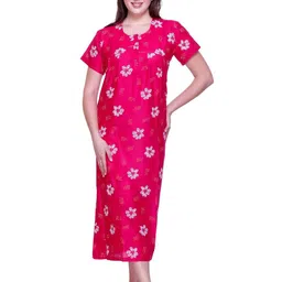 FIRST SLEEP Women Floral Printed Maxi Regular Nightdress-image-76