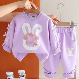INCLUD Girls Rabbit Applique Sweatshirt With Joggers-picture-22