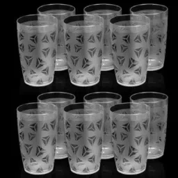 (Pack of 12) Premium Quality 100% Unbreakable Curved Shape Prism Pattern Glass Set Water/Juice Glass-image-42