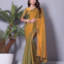 VRAGI Embroidered Pure Chiffon Saree-image-51