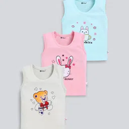 MoonKids Infants Pack Of 3 Printed Cotton Basic Vests-10