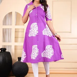 Divsy Fashion Abstract Printed Shirt Collar A-Line Kurta-image-43