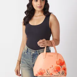 Caprese Floral Printed Structured Satchel-10