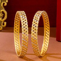 Anouk Women Set of 2 Gold Plated Traditional Bangles-18