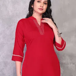 HETVI CREATION Mandarin Collar Straight Short Kurti-image-56