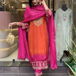 BAESD Embroidered Thread Work Straight Kurta with Palazzos & Dupatta-picture-37