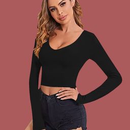 Dream Beauty Fashion Scoop Neck Fitted Crop Top-image-87