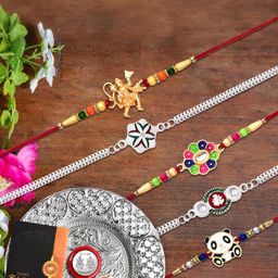 Rakhi set of 5 with pooja thali | Rakhi for Brother/sister-image-36