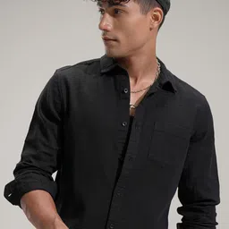 HIGHLANDER Men Comfort Fit Textured Spread Collar Cotton Casual Shirt-picture-37