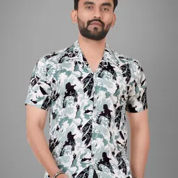 Metronaut Men Regular Fit Cuban Collar Abstract Printed Cotton Casual Shirt-image-57