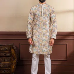 PulseIQ Men Geometric Printed Kurta with Pyjama-12