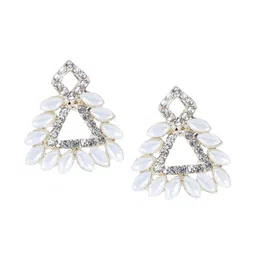 PUJVI Artificial Stones Studded Triangular Shaped Drop Earrings-34