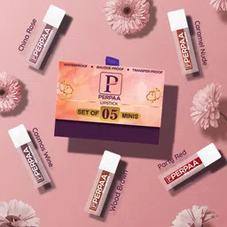 PERPAA Set Of 5 Waterproof Matte Mini Liquid Lipsticks - 1.2ml Each Shade 1-4-5-7-8 image 3