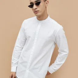 Fame Forever by Lifestyle Men Band Collar Solid Cotton Casual Shirt-image-90