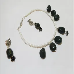 Jaya Vision Jewelry Unisex Silver-Plated Copper Pearls Jewellery Set-picture-33