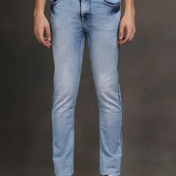 Turtle Men Narrow Tapered Fit Mid-Rise Heavy Fade Stretchable Jeans-image-61