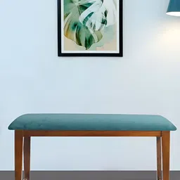 GLOBALLY INDIAN Blue Wooden Cushioned Rectangle Bench-30