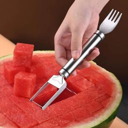 2-in-1 Fruit Fork Slicer Cutter Stainless Steel Table Spoon-image-56