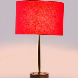 Aura Red & Steel Metal Cylinder Shaped Table Lamp-28