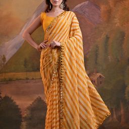 Thishma Striped Mirror Work Embroidered Pure Georgette Saree-picture-16