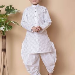 NFC CREATION Boys Embroidered Regular Sequinned Pure Cotton Kurta with Patiala-39
