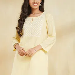 Fabindia Women Embroidered Extended Sleeves Kurta-picture-34