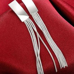 Bling Queen Silver-Plated Square Shaped Drop Earrings-33