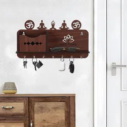 Kuber Industries Brown 7 Hook Wooden Key Holder-image-9
