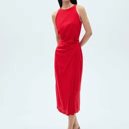 MANGO A-Line Midi Dress with Twisted Detail-image-22