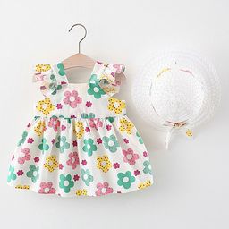 LULU & SKY Girls Floral Print Fit & Flare Dress With hat-image-66