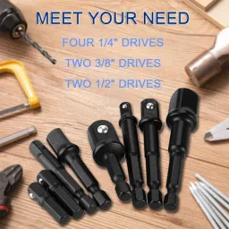 AASONS 8Pcs 1/4" 3/8" 1/2" Impact Socket Adapter/Extension Set Socket Set image 2