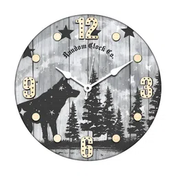 RANDOM Black & Grey Printed Analogue Wooden Contemporary Wall Clock-2