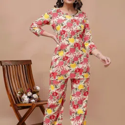 mad fury Women Floral Printed Regular Kurta with Trousers-picture-12