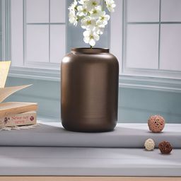 Homspurts Auric Tower Copper-Toned Metal Flower Vase-image-4