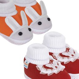 NESKA MODA 12 To 18 Month Non Slip Set of 2 Pair Cotton Baby Booties-image-83