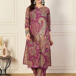 CLANGER Women Purple Viscose Rayon Kurta Sets-picture-27