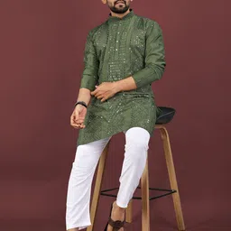 WELL TEX Men Embroidered Sequinned Kurta-image-17